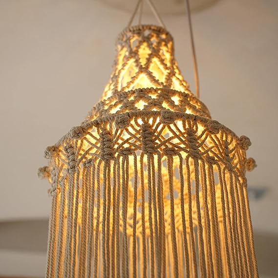 Macrame Hanging Lampshade For Home 30 inches - Leechoo